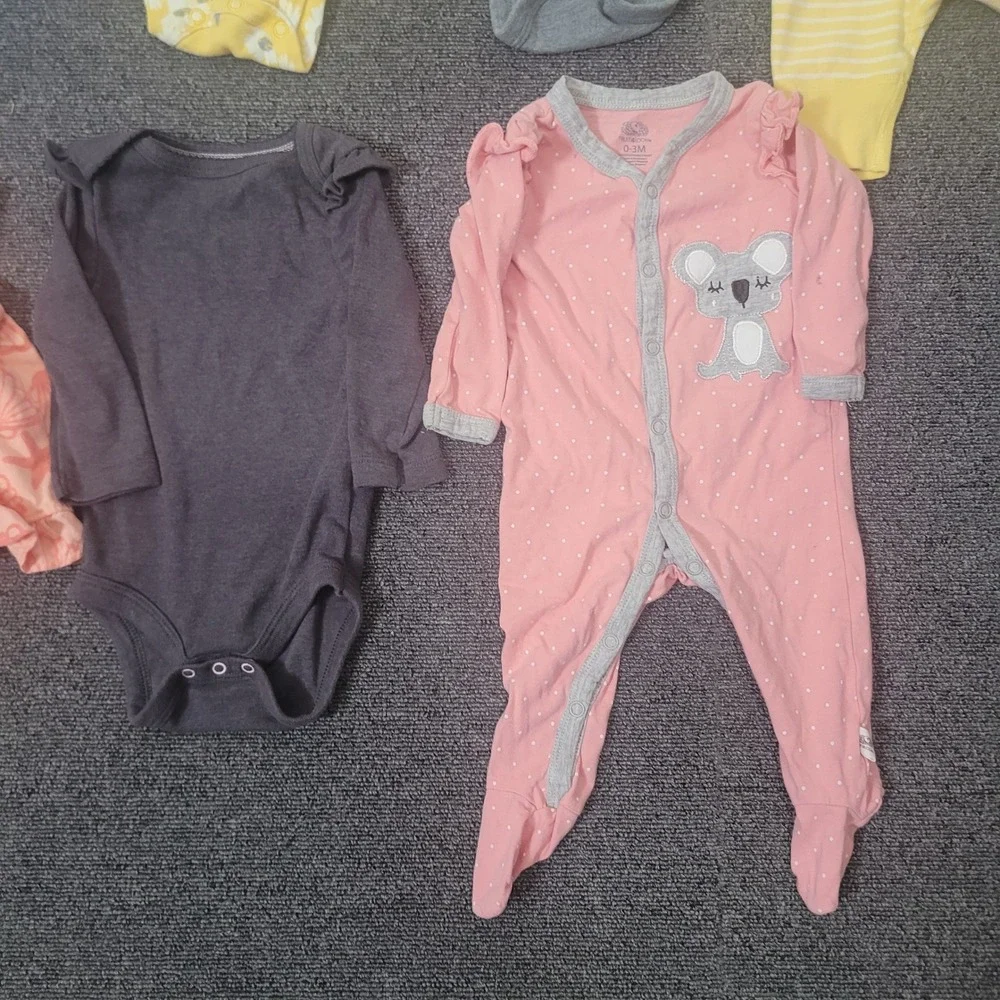 Various Brands Lot of 13 Size 0-3 Months One Pieces Lot Baby Girl Infant Bundle